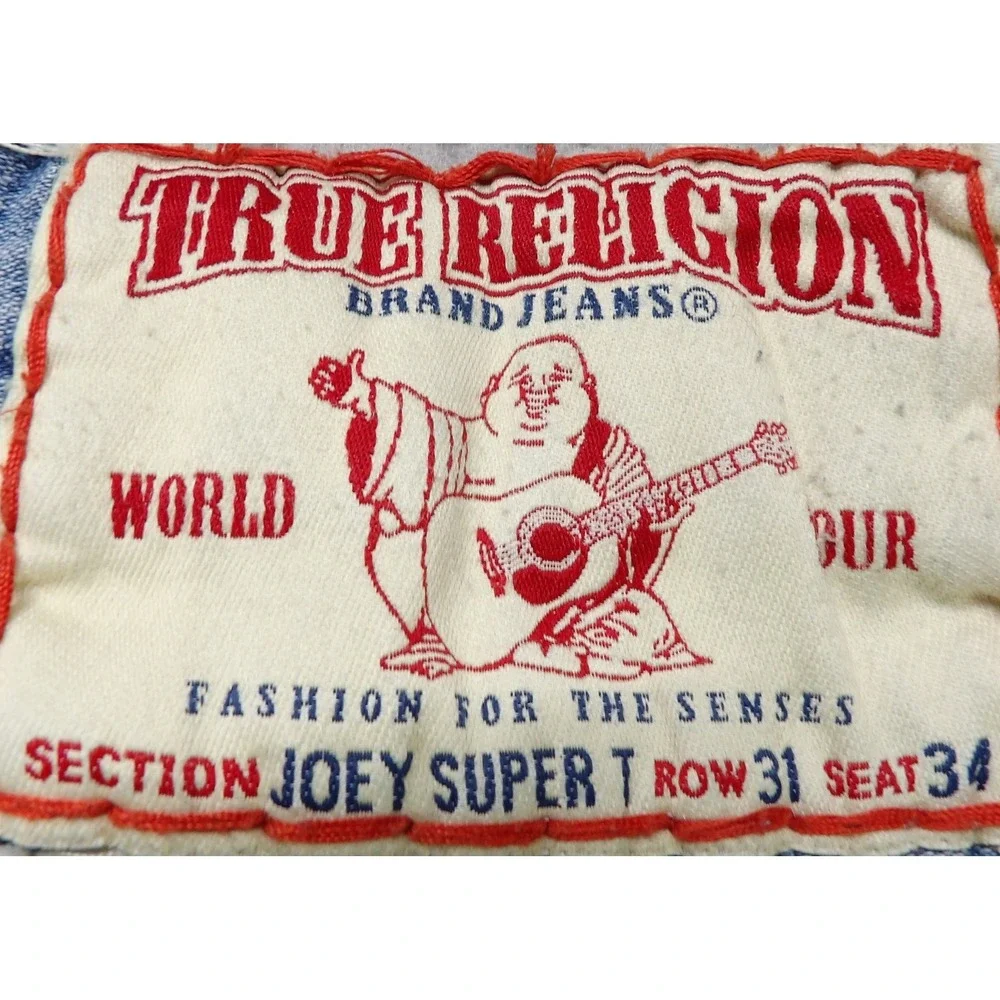 VTG Y2K True Religion Joey Super T Shorts Men 31 Distressed USA Light Wash Denim